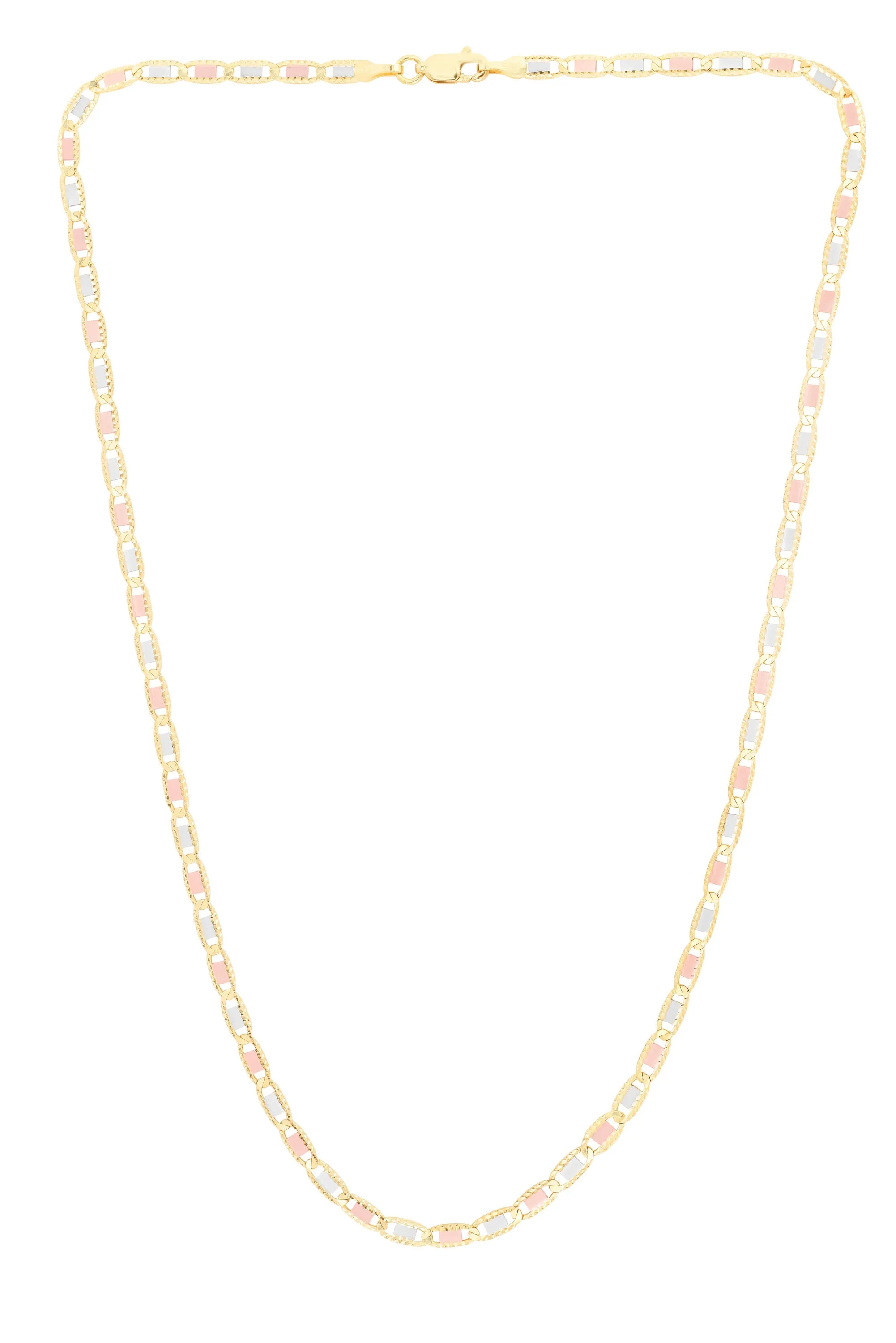 14K 3.3mm Tricolor Valentino Chain