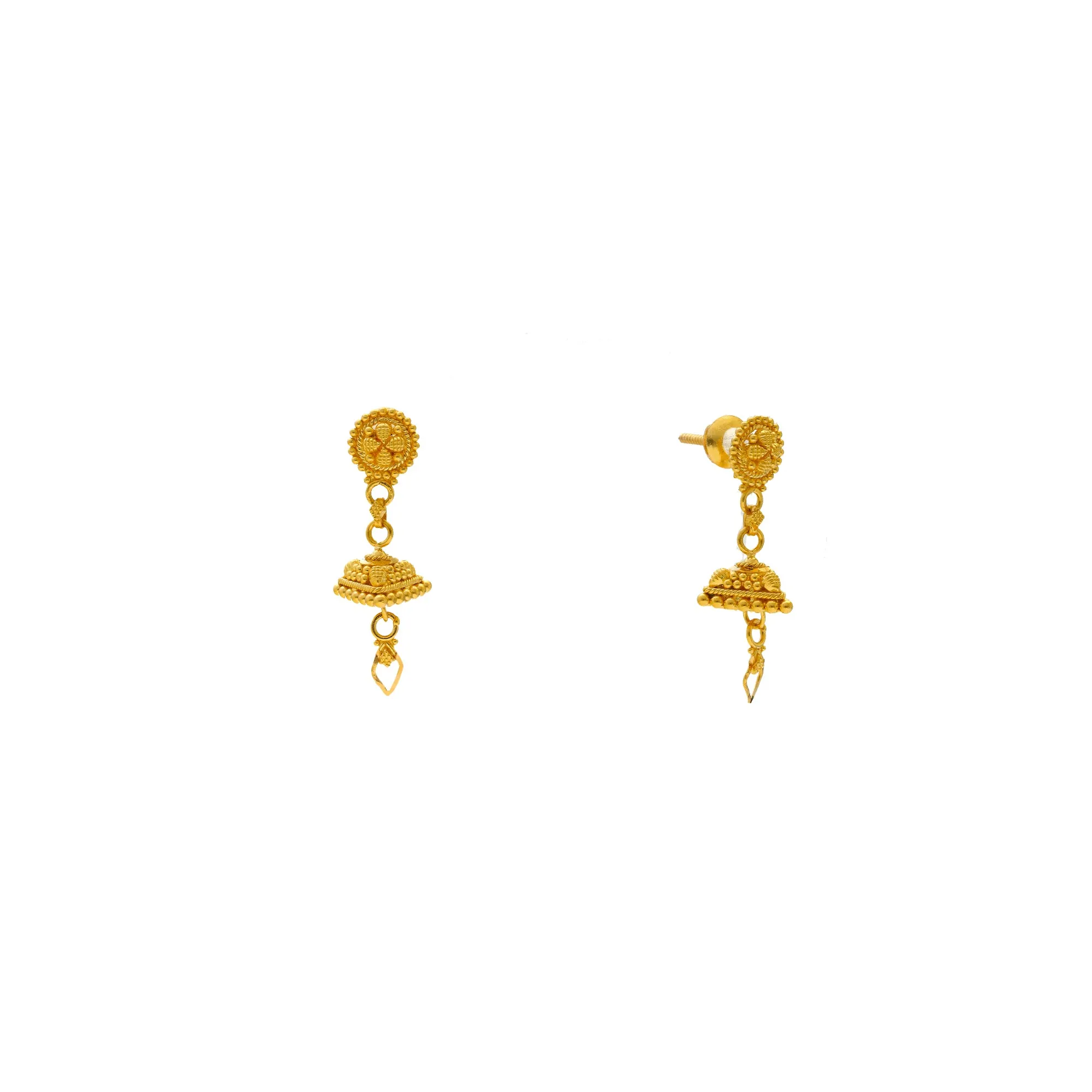 22K Yellow Gold Jhumki Earrings (4gm)