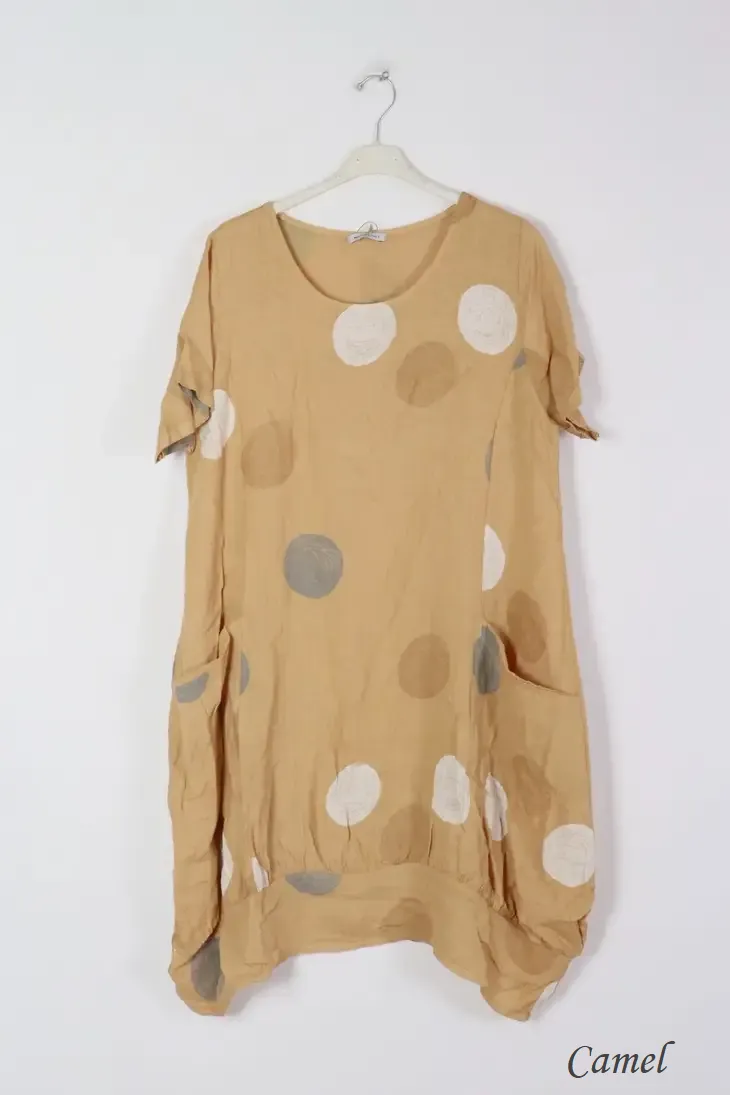 669 Circles Linen Dress with Pockets!