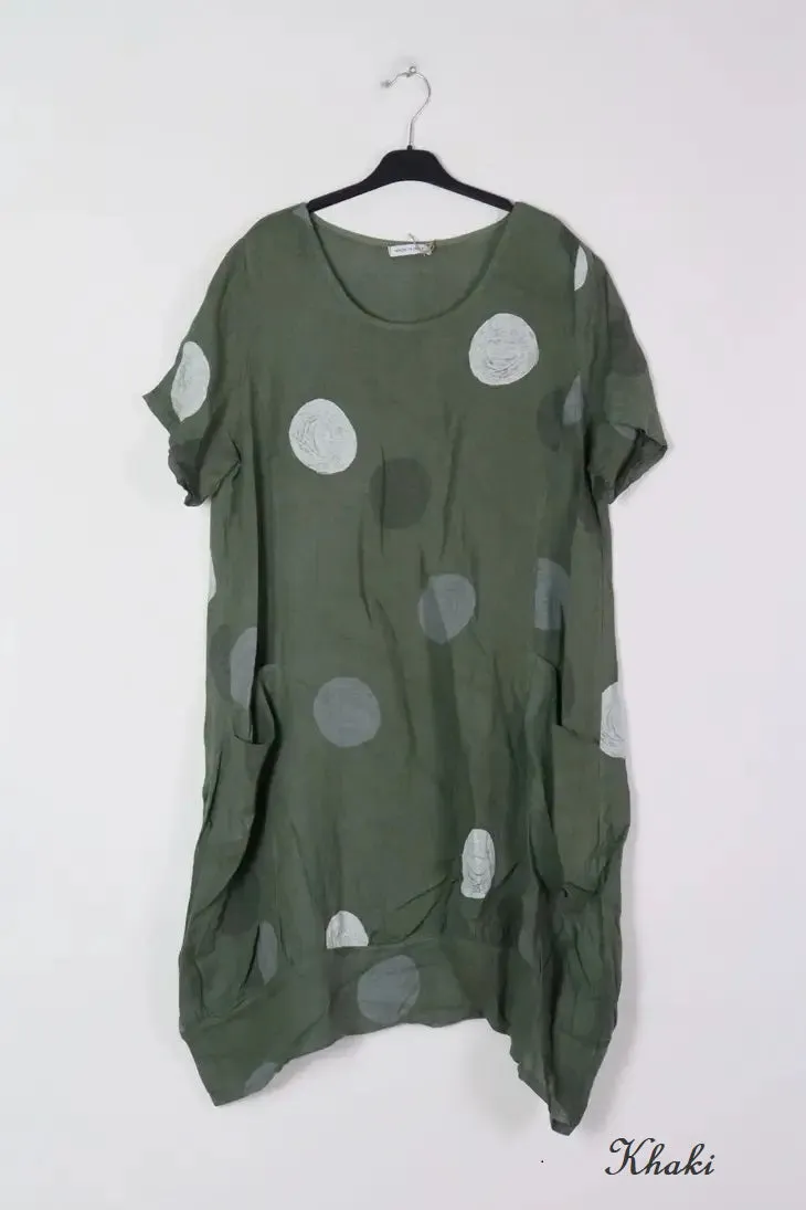 669 Circles Linen Dress with Pockets!