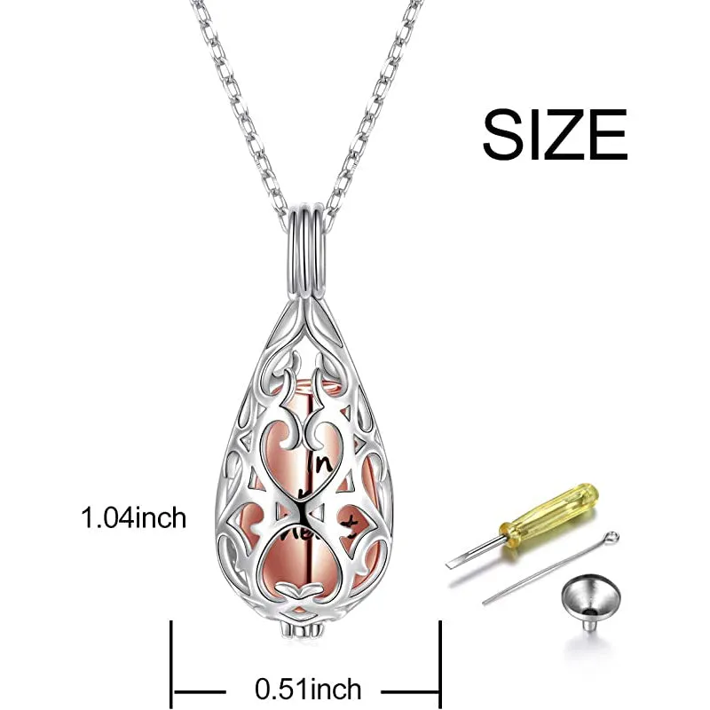 925 Sterling Silver Cremation Urn Memorial Pendant Necklace with Hollow Urn Cremation Jewelry for Ashes