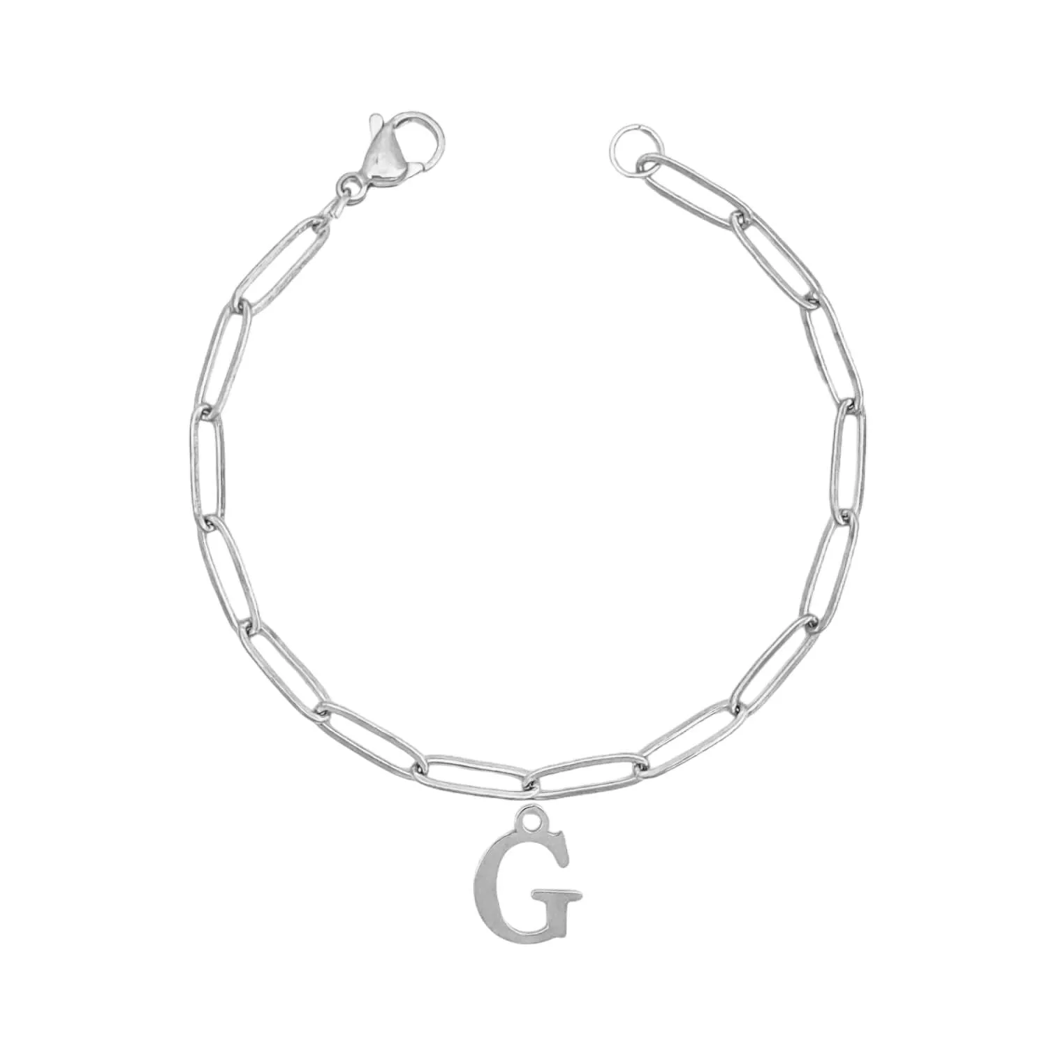 Alphabet Paperclip Bracelet Silver (A-M)