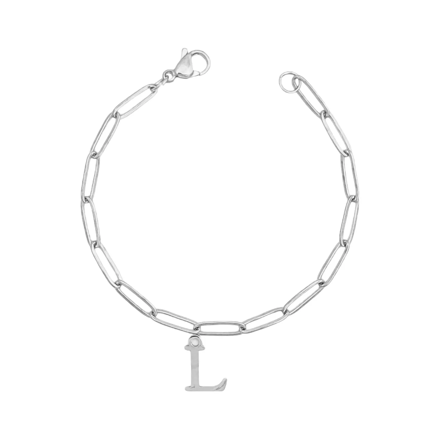 Alphabet Paperclip Bracelet Silver (A-M)