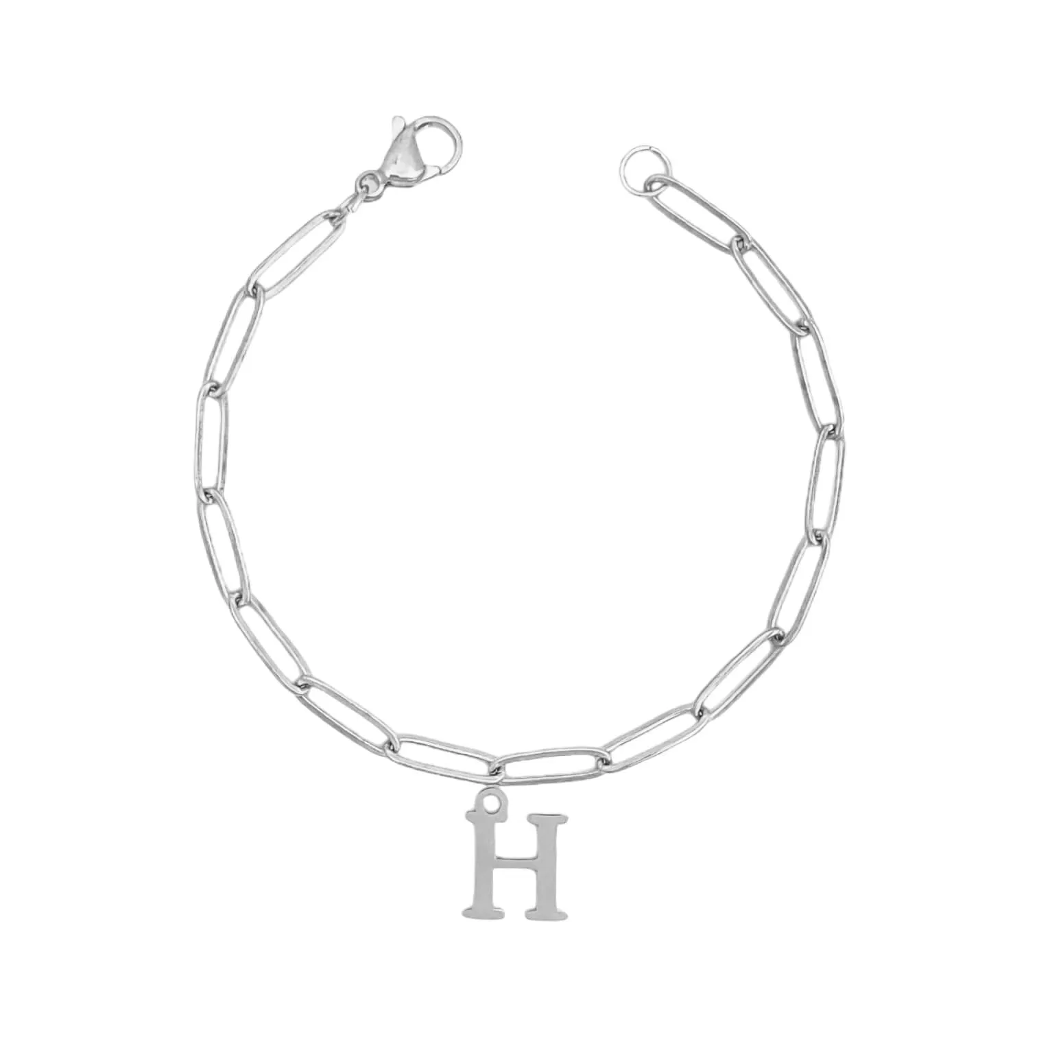 Alphabet Paperclip Bracelet Silver (A-M)