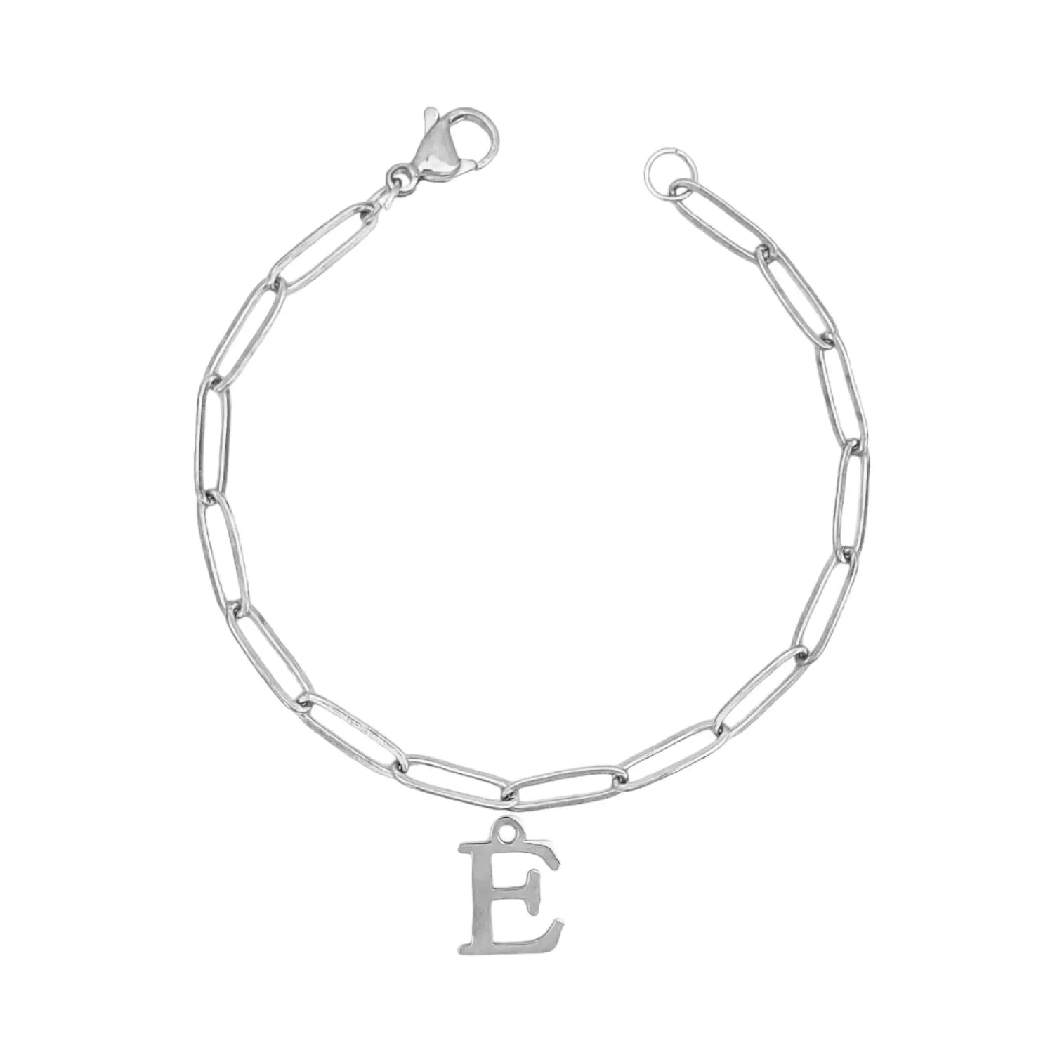 Alphabet Paperclip Bracelet Silver (A-M)