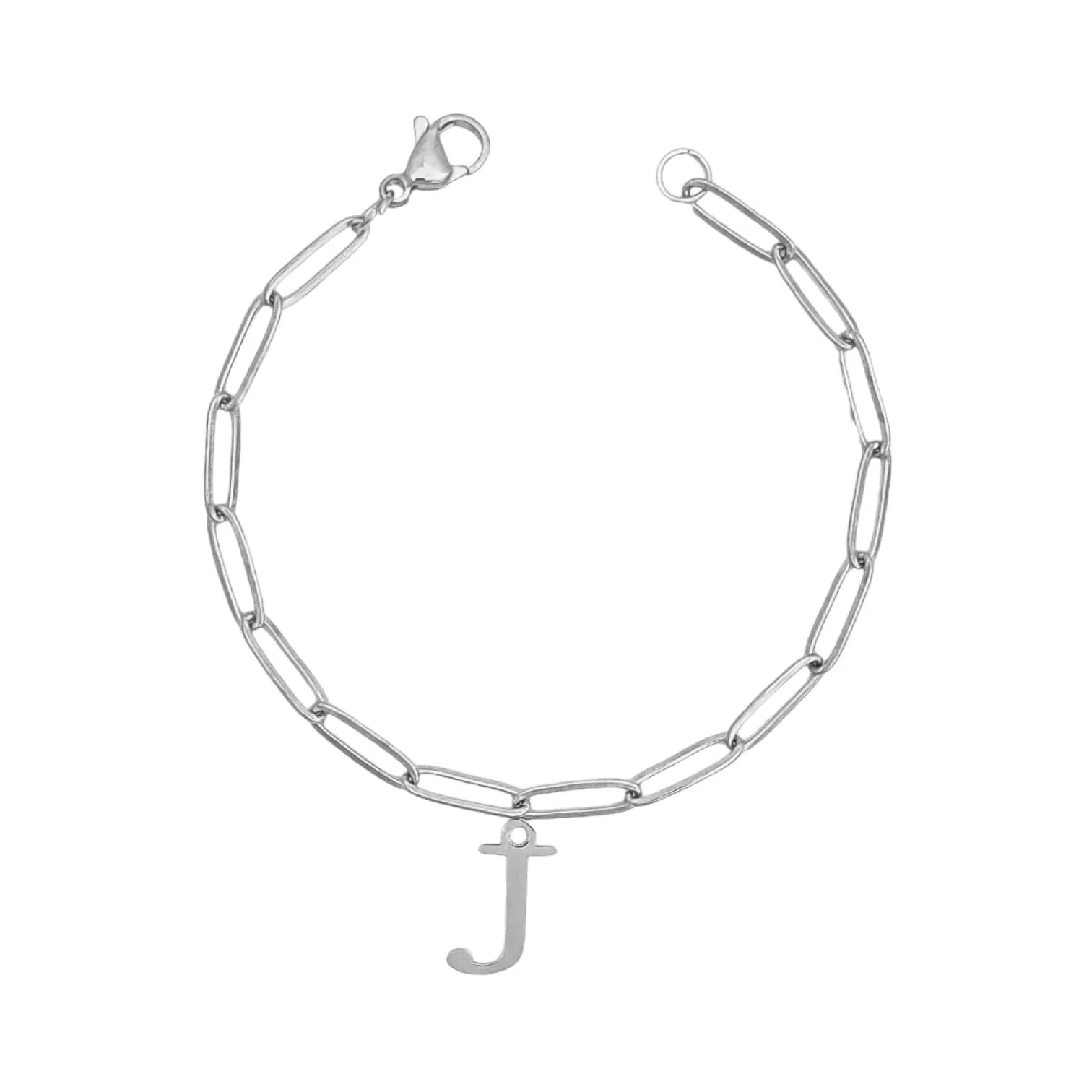 Alphabet Paperclip Bracelet Silver (A-M)