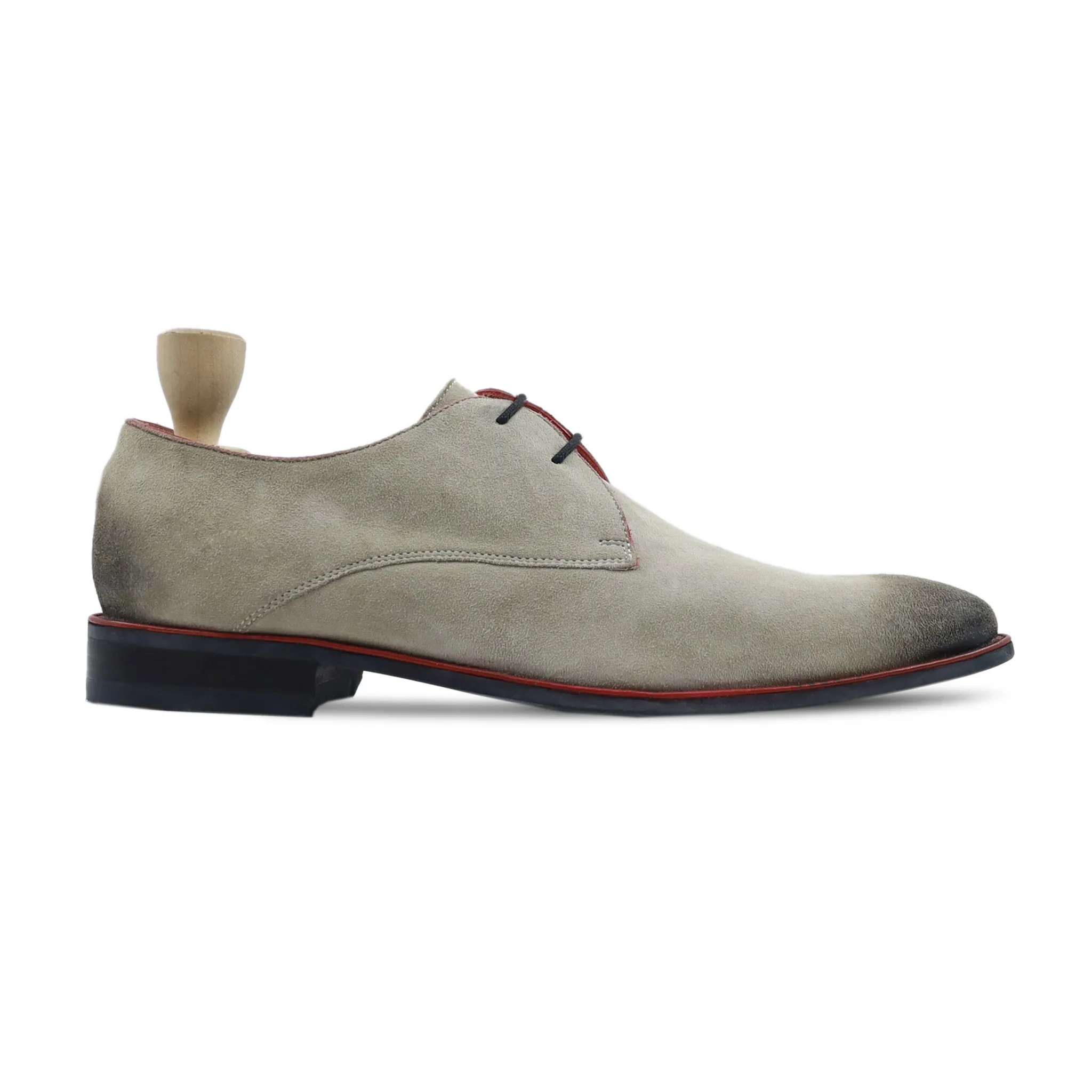 Amsten - Men's Burnished Steel Grey Kid Suede Derby Shoe