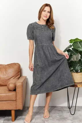 And The Why – Midikleid aus gewaschenem Chambray in voller Größe