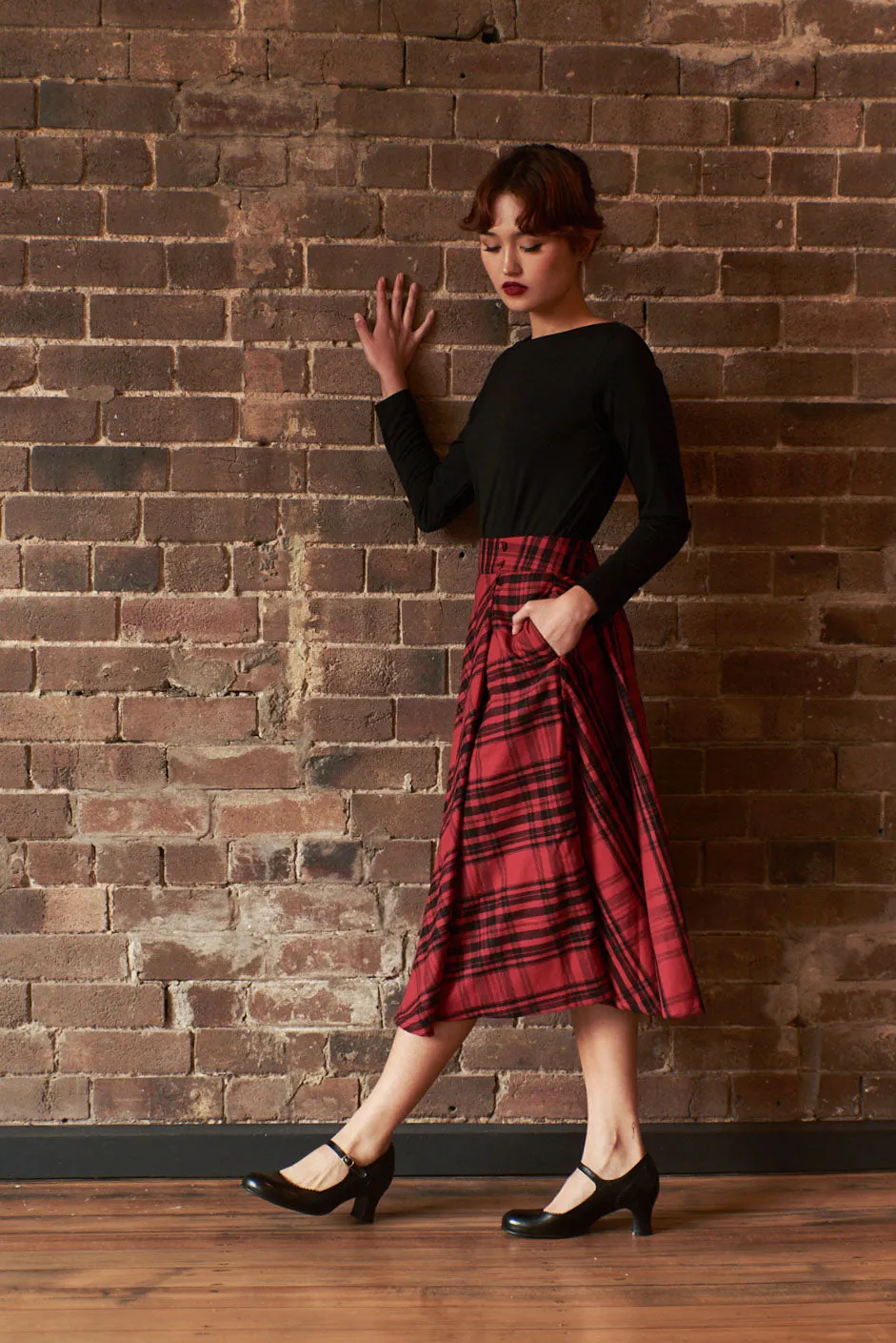 Anna Rose Red & Black Chequer Skirt