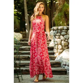 Ayanna Printed Halter Neck Maxi Dress-SALE