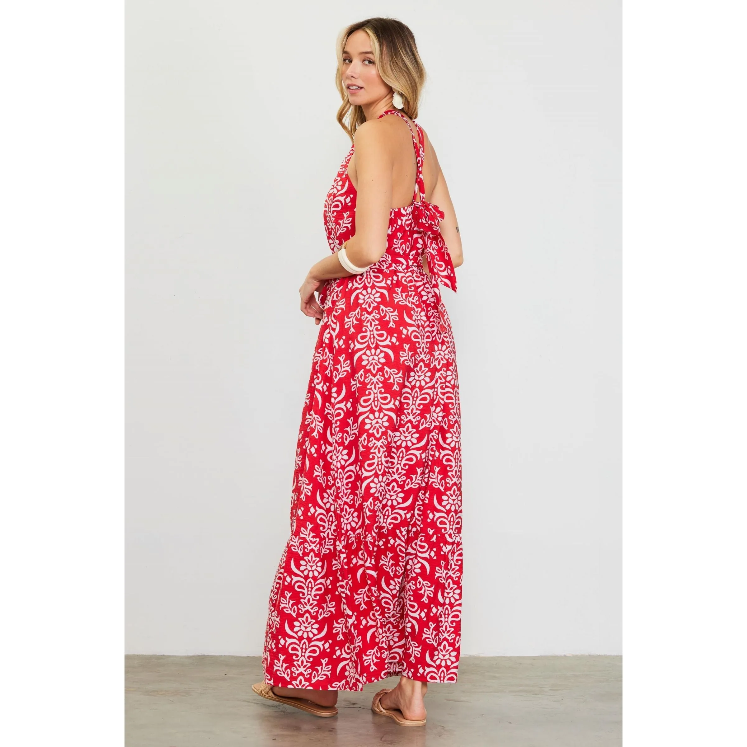 Ayanna Printed Halter Neck Maxi Dress-SALE