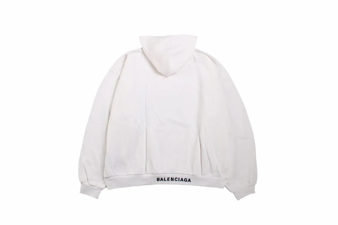 Balenciaga White Hoodie with "I Love" Graphic