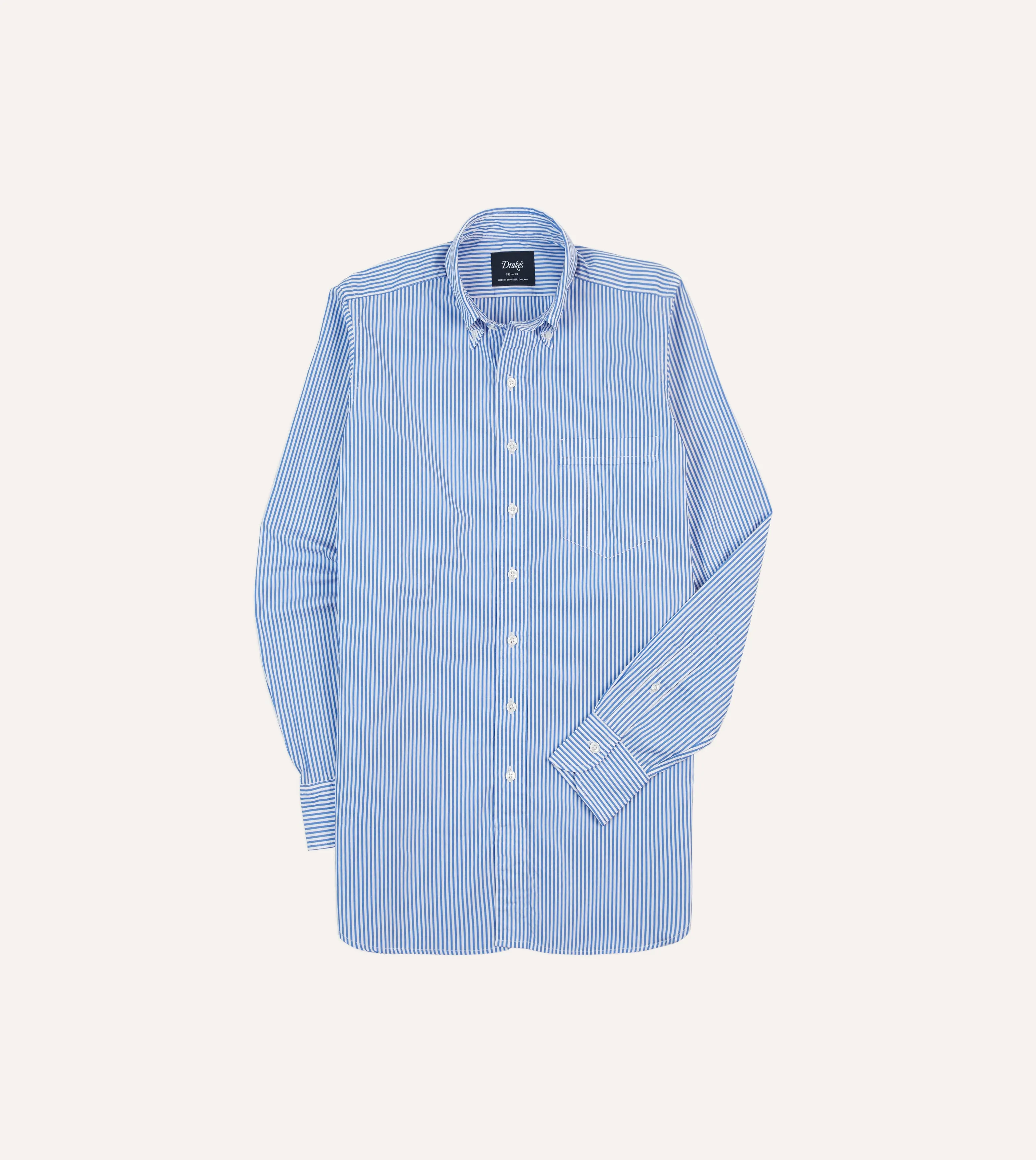 Blue Bengal Stripe Cotton Poplin Button-Down Shirt