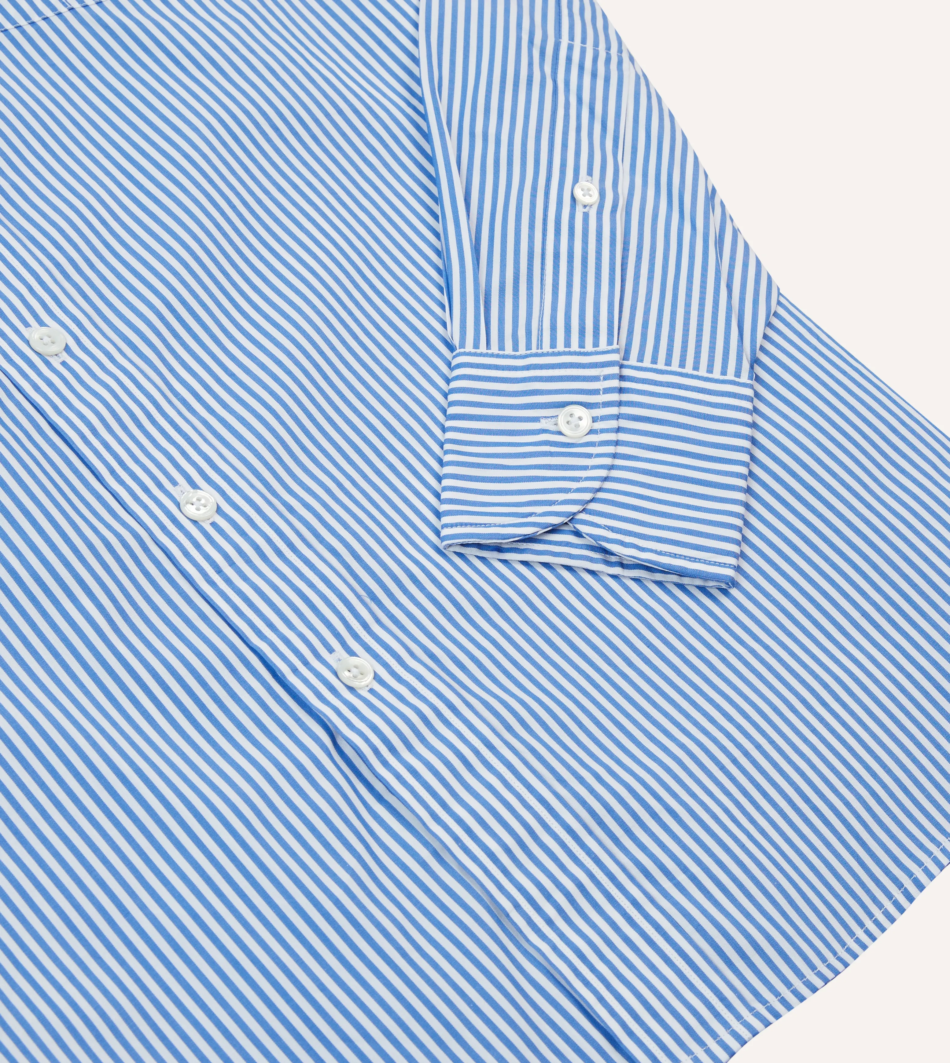 Blue Bengal Stripe Cotton Poplin Button-Down Shirt