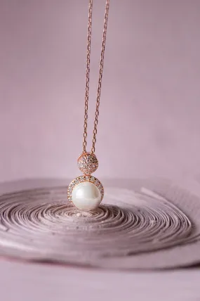 Blushing Pearl Rose Gold Plated Sterling Silver Pendant Necklace