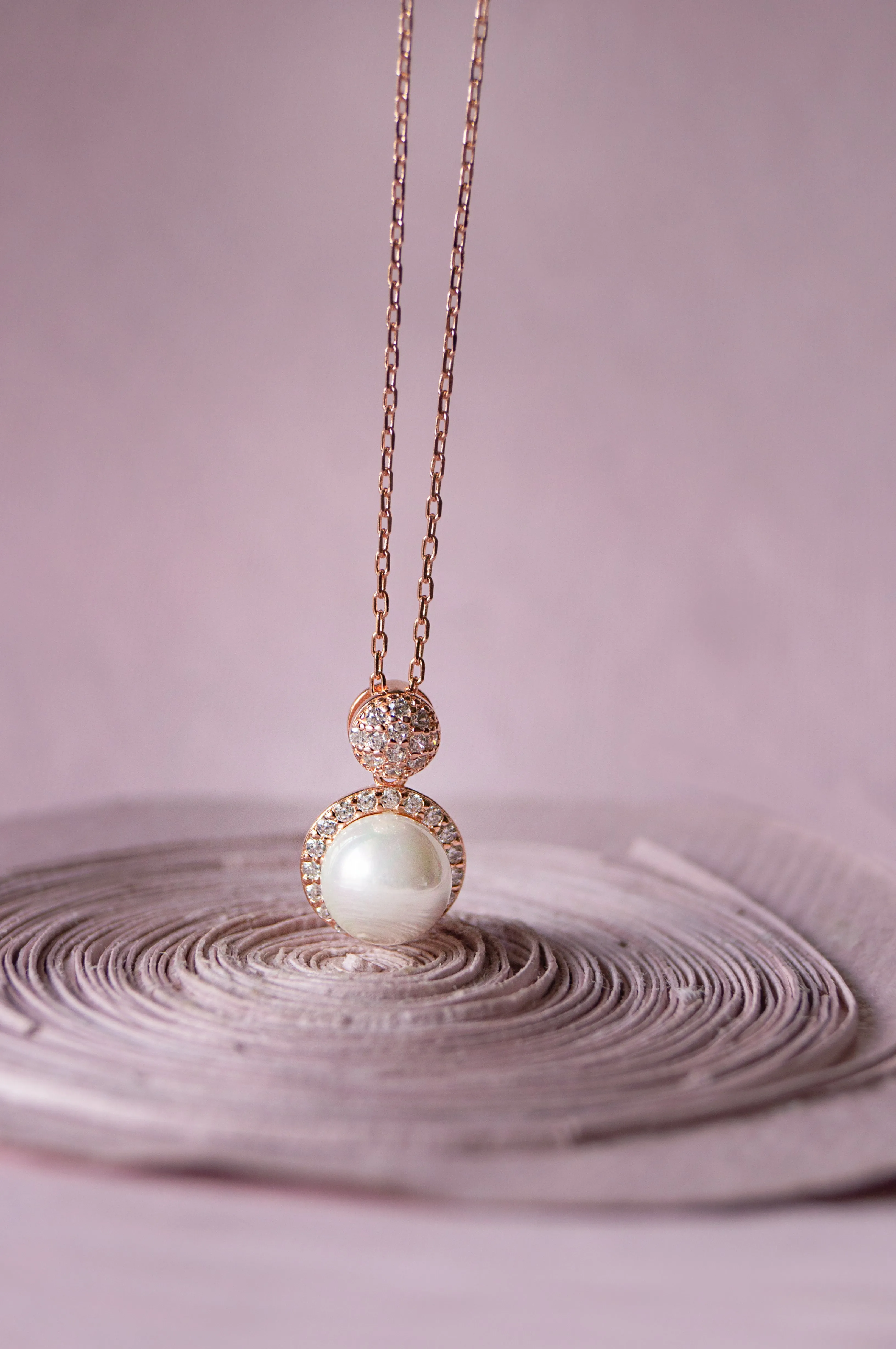 Blushing Pearl Rose Gold Plated Sterling Silver Pendant Necklace