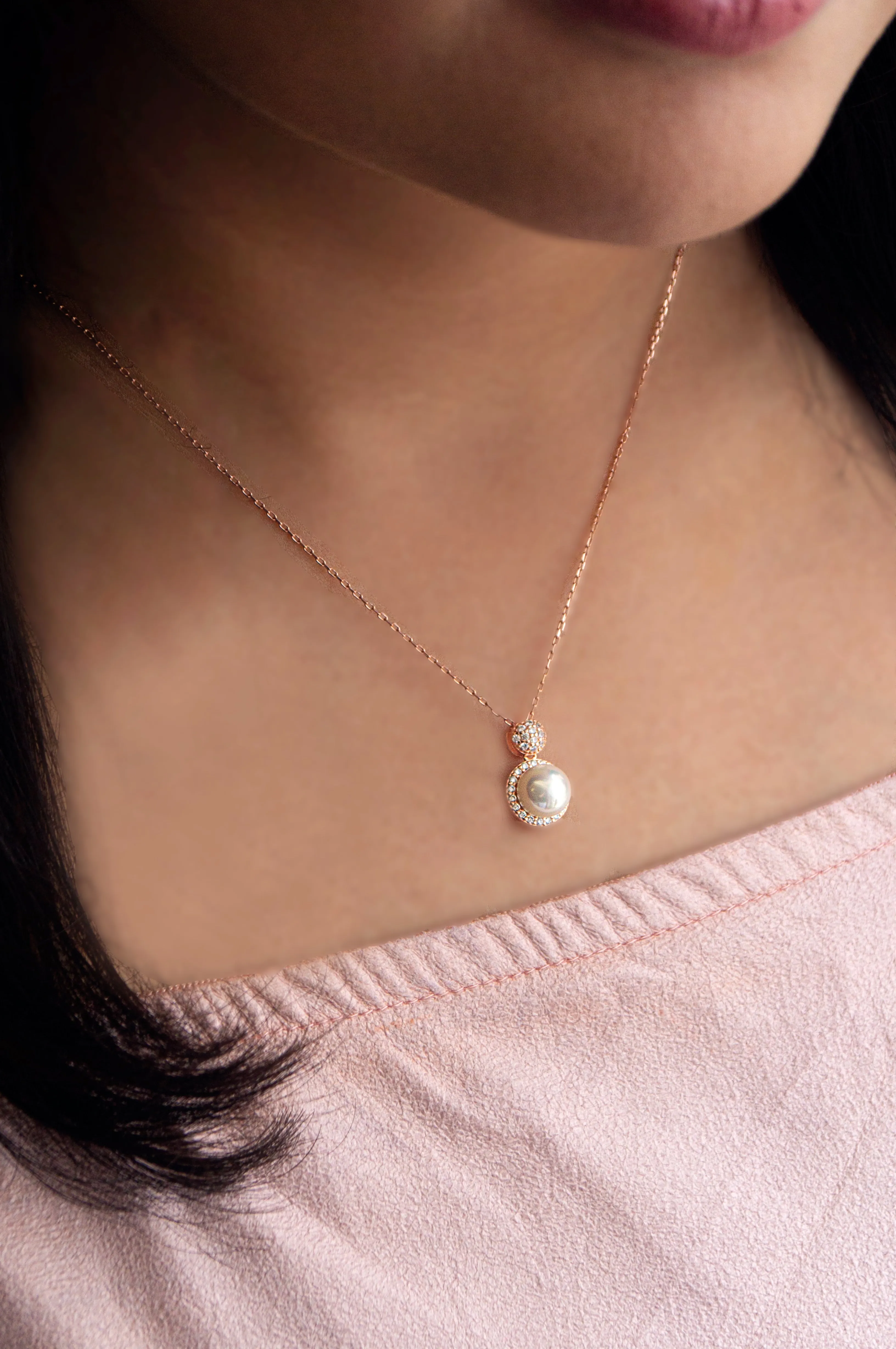 Blushing Pearl Rose Gold Plated Sterling Silver Pendant Necklace