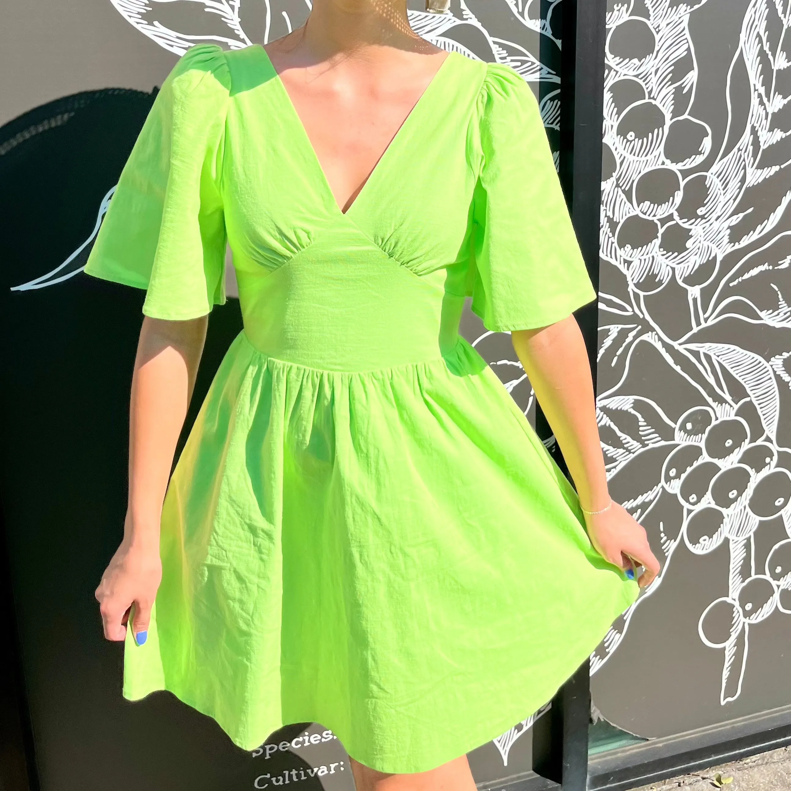 Break Away Butterfly Sleeve V-Neck Mini Dress