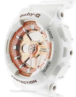 Casio Baby-G Ladies White & Rose Gold-Tone Analog-Digital - Resin Case & Strap