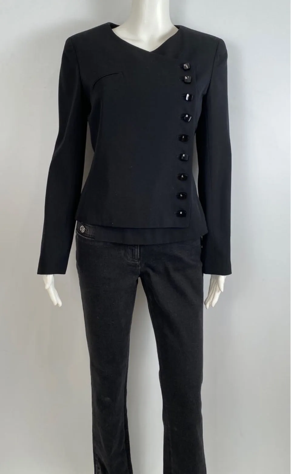 Chanel 00T, 2000 Transition Collection ‘GABRIELLE’ Buttons Black Jacket FR 38 US 4