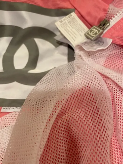 Chanel 08P, 2008 Spring Pink White Sport Bomber windbreaker Jacket FR 38 US 6