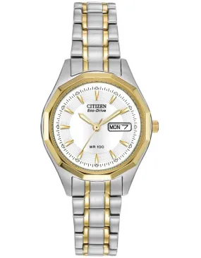 Citizen Ladies Eco-Drive WR100 - Two-Tone - White Dial - Day/Date