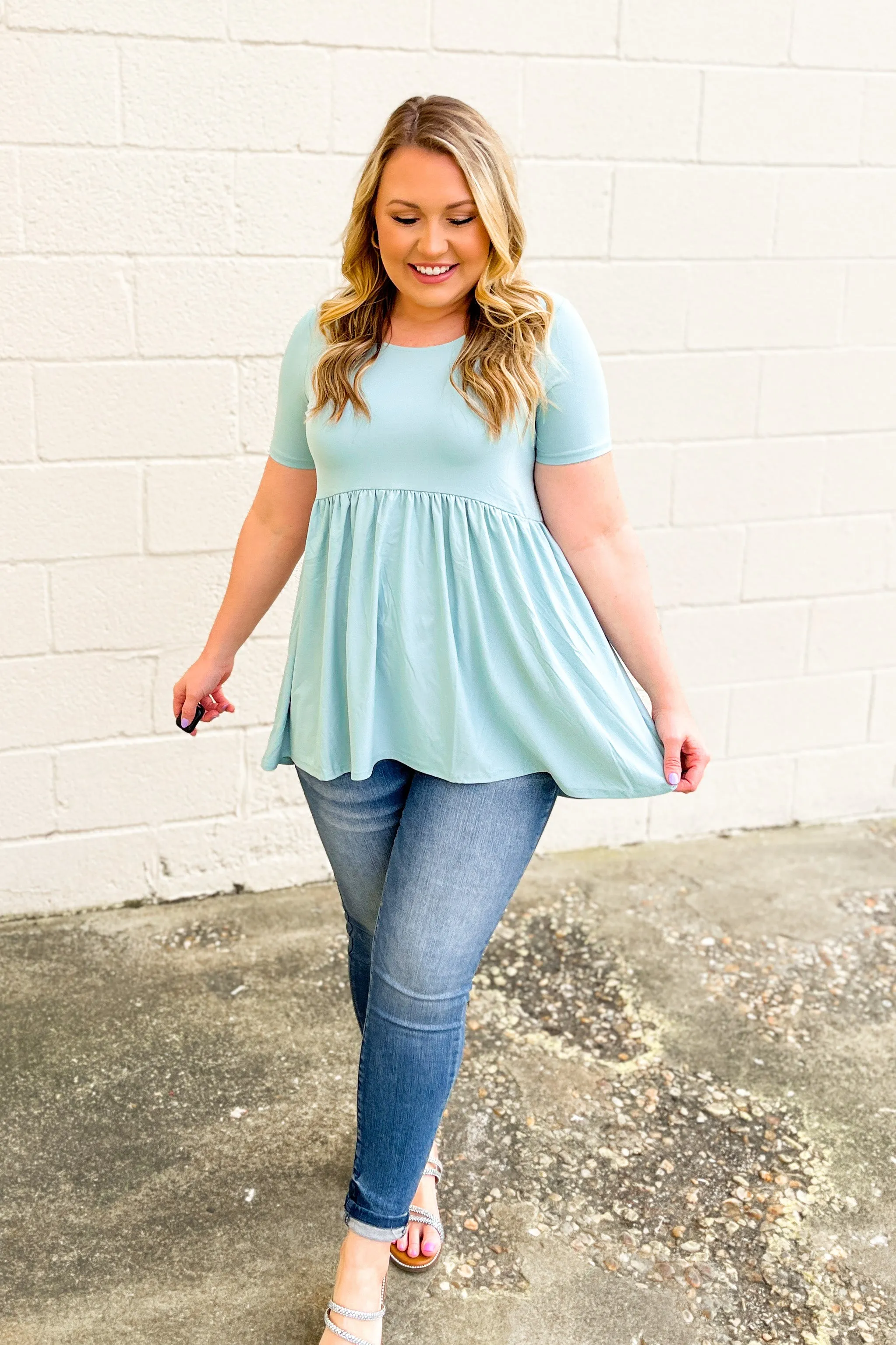 DEAL | Jana Babydoll Top, Light Green