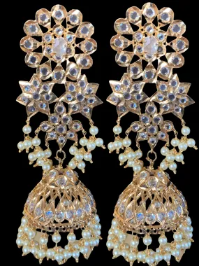 DER198 Tamanna oversized jhumka - golden pearls ( SHIPS IN 1 WEEK )