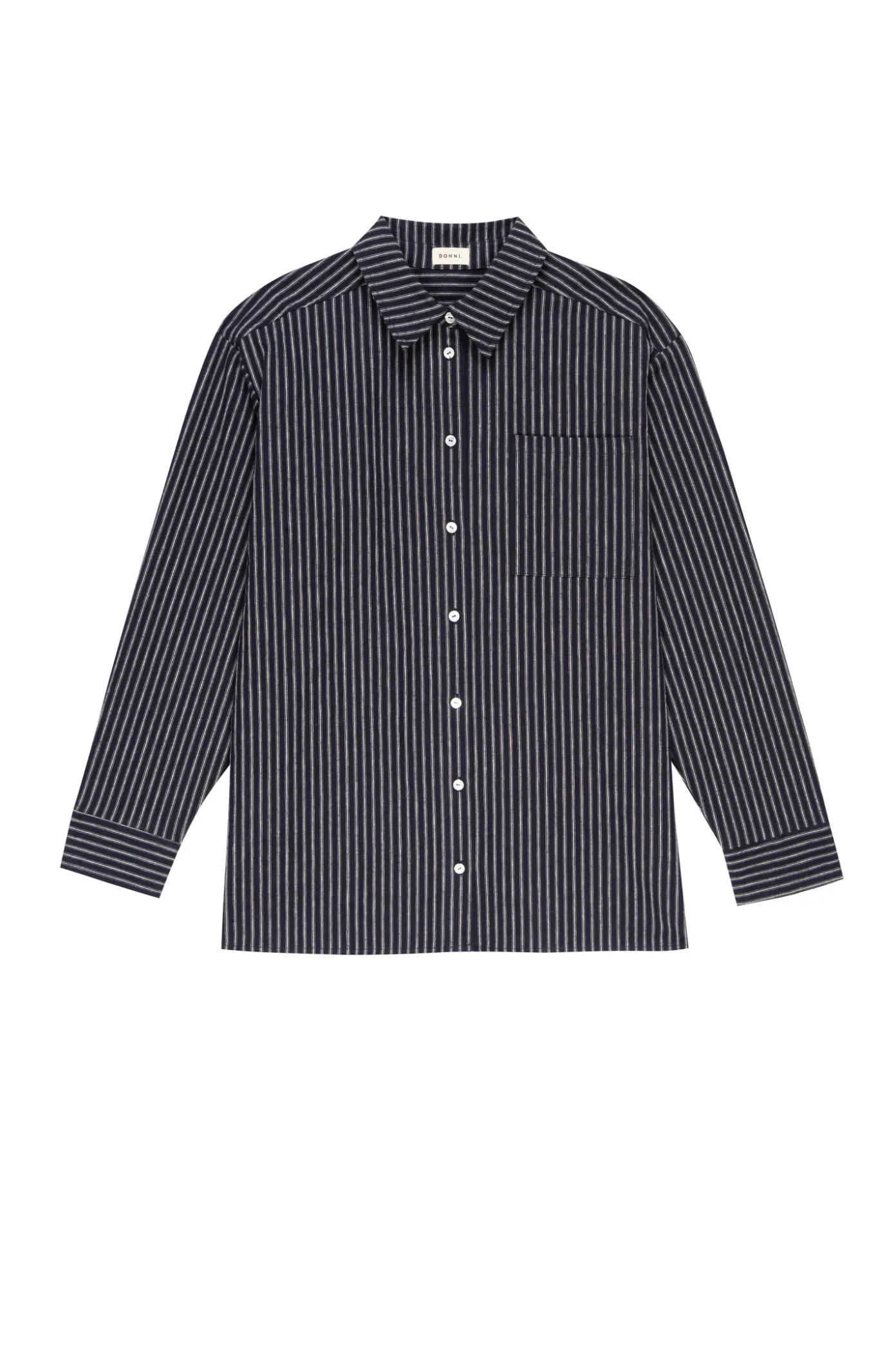 Donni The Linen Stripe Relaxed Shirt Navy Stripe