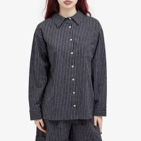 Donni The Linen Stripe Relaxed Shirt Navy Stripe