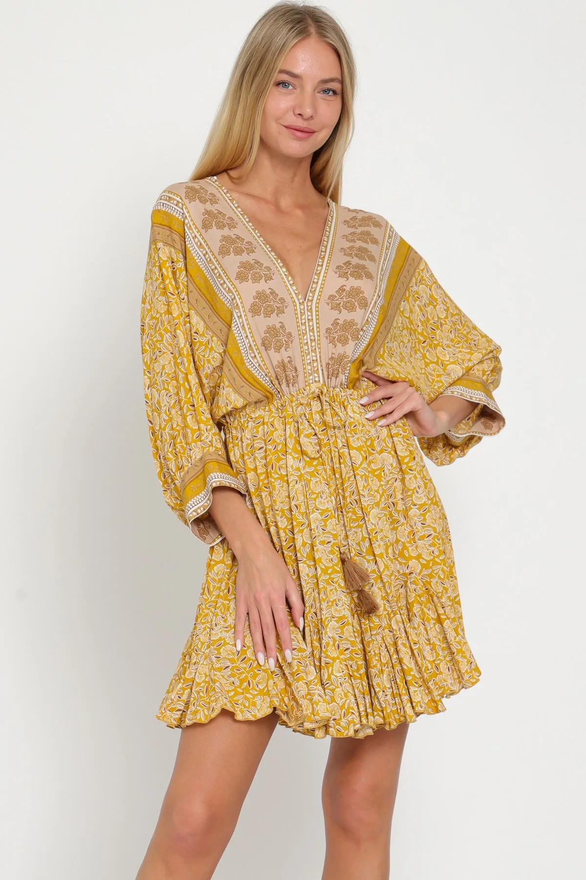 Dress - Dolman Sleeve - Yellow