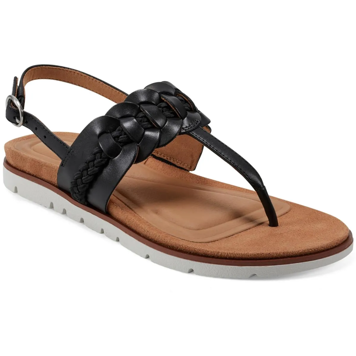 Elaine Womens Leather Braided Thong Sandals