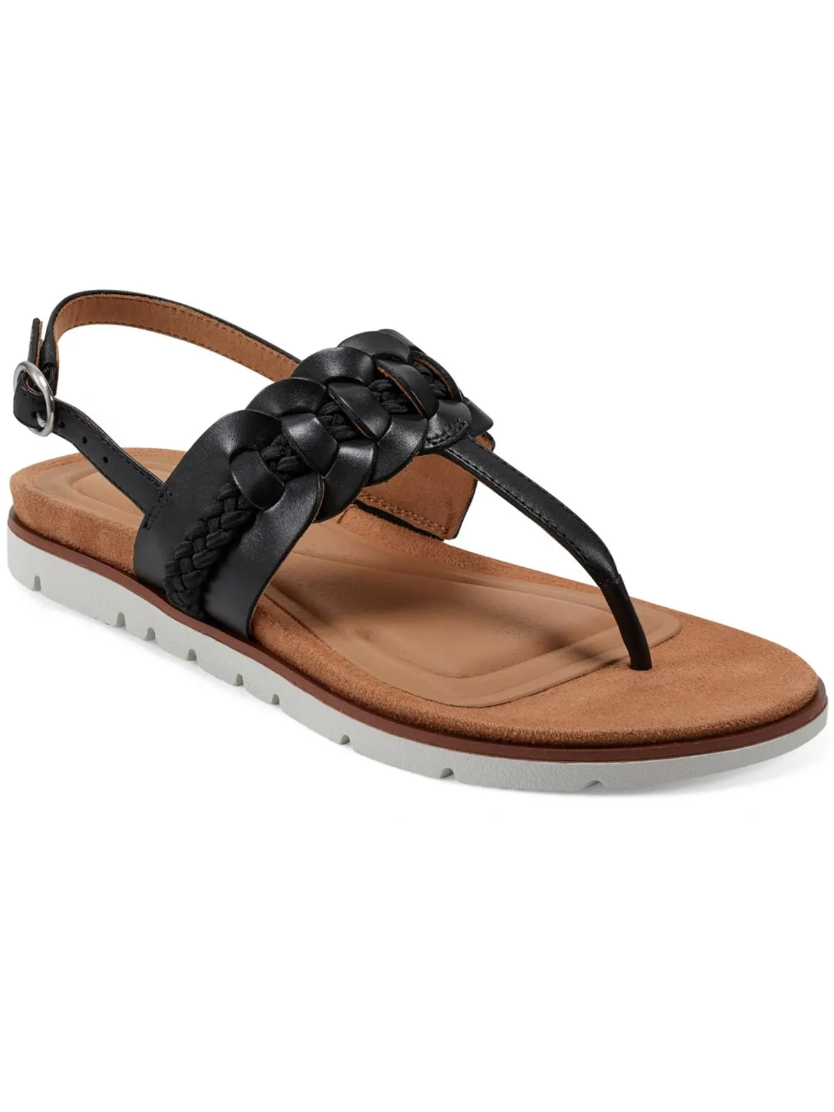 Elaine Womens Leather Braided Thong Sandals