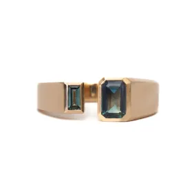 Emerald and Baguette-Cut Sapphire Dyad Ring