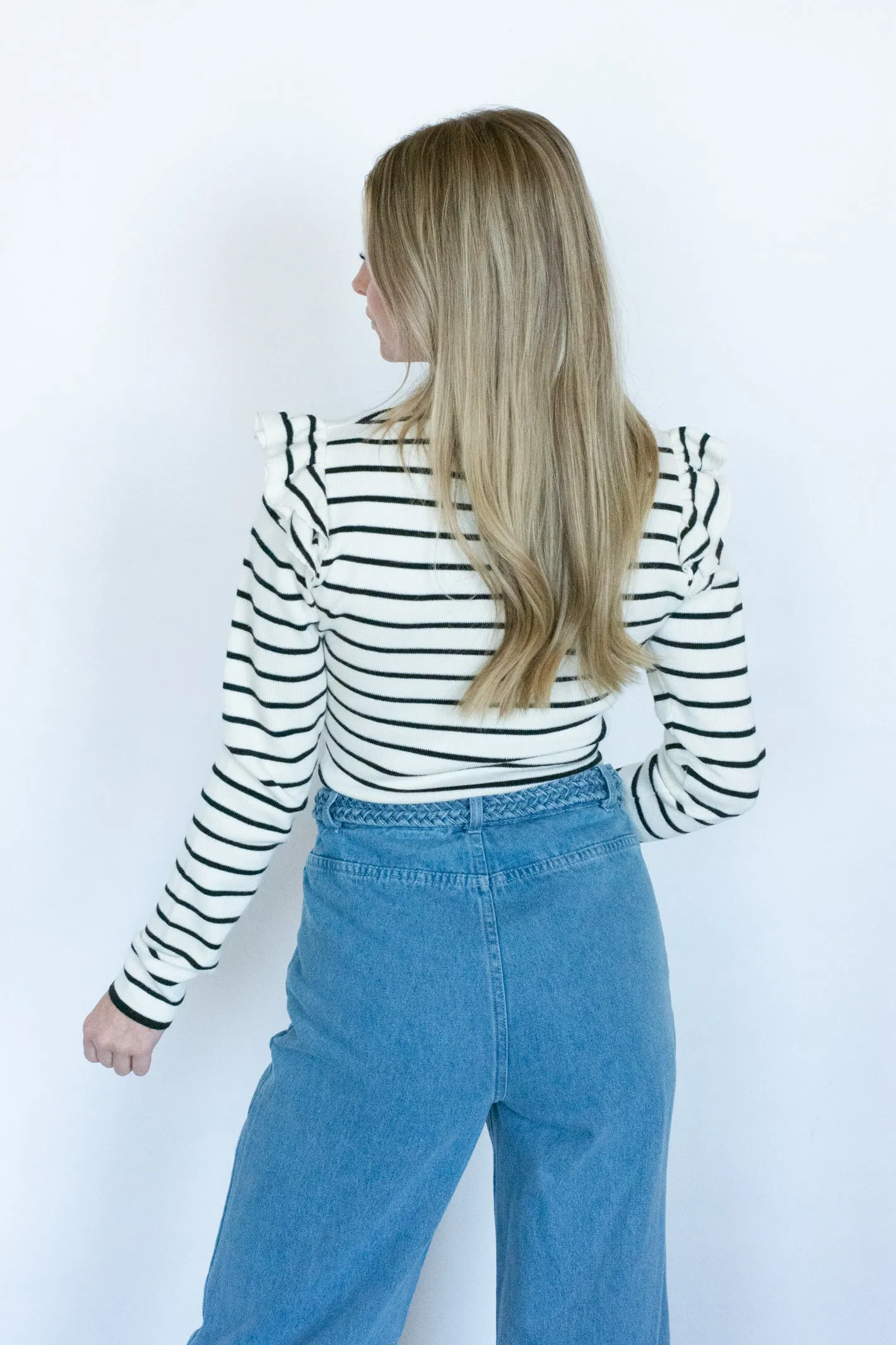 Everything Changes Striped Ruffle Bodysuit