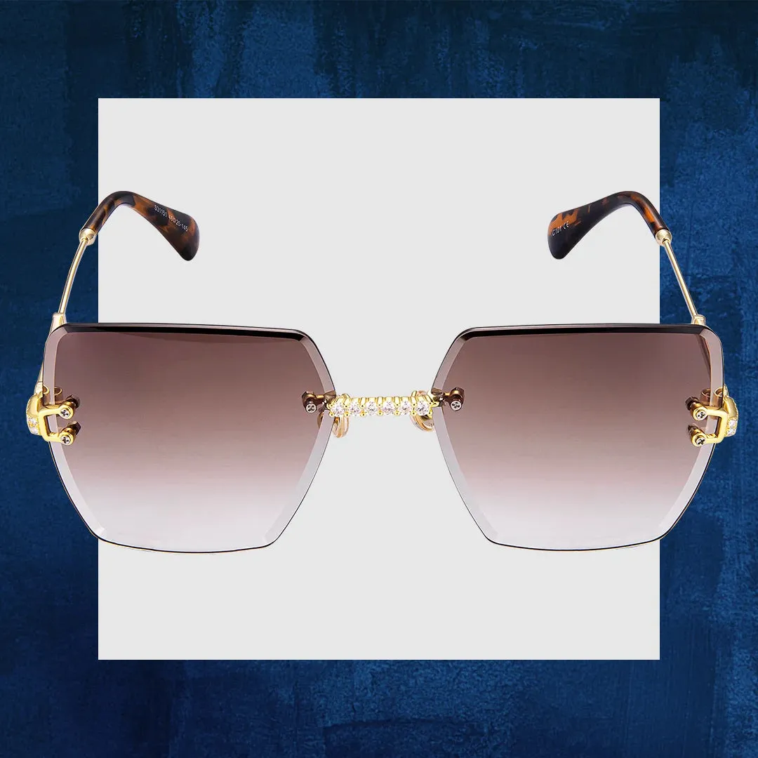 Fashion Oversize Square Rimless Sunglasses