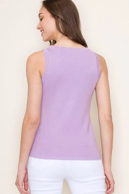 FINAL SALE - Raimey Scalloped Crew Neck Tank - 3 Colors!