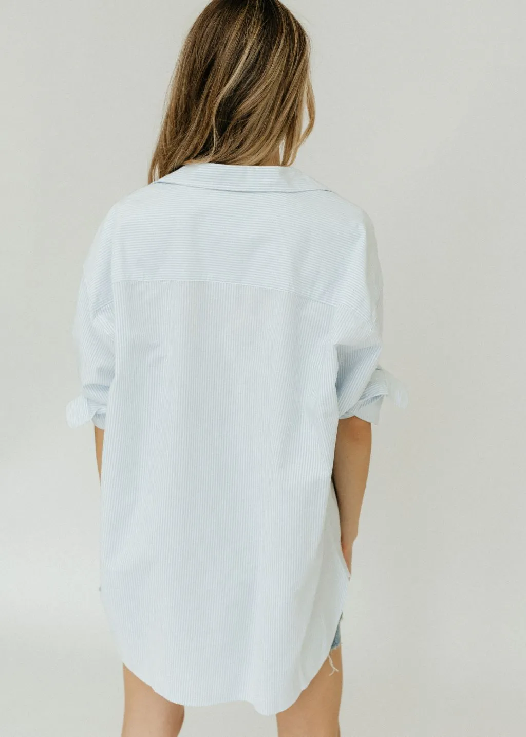 Frank & Eileen Shirley Oversized Button Up in Light Blue Stripe