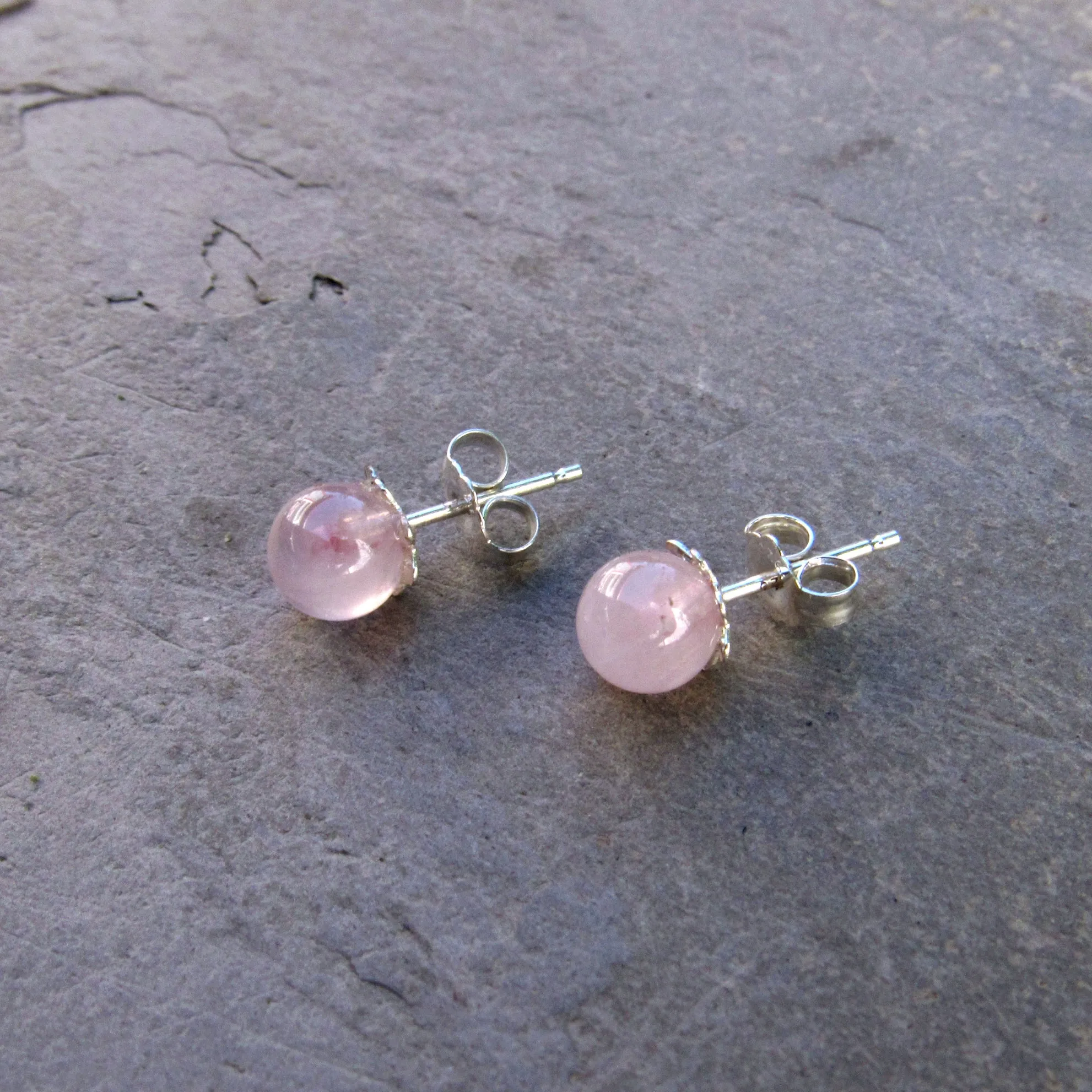 Gemstone and Sterling Silver Stud Earrings