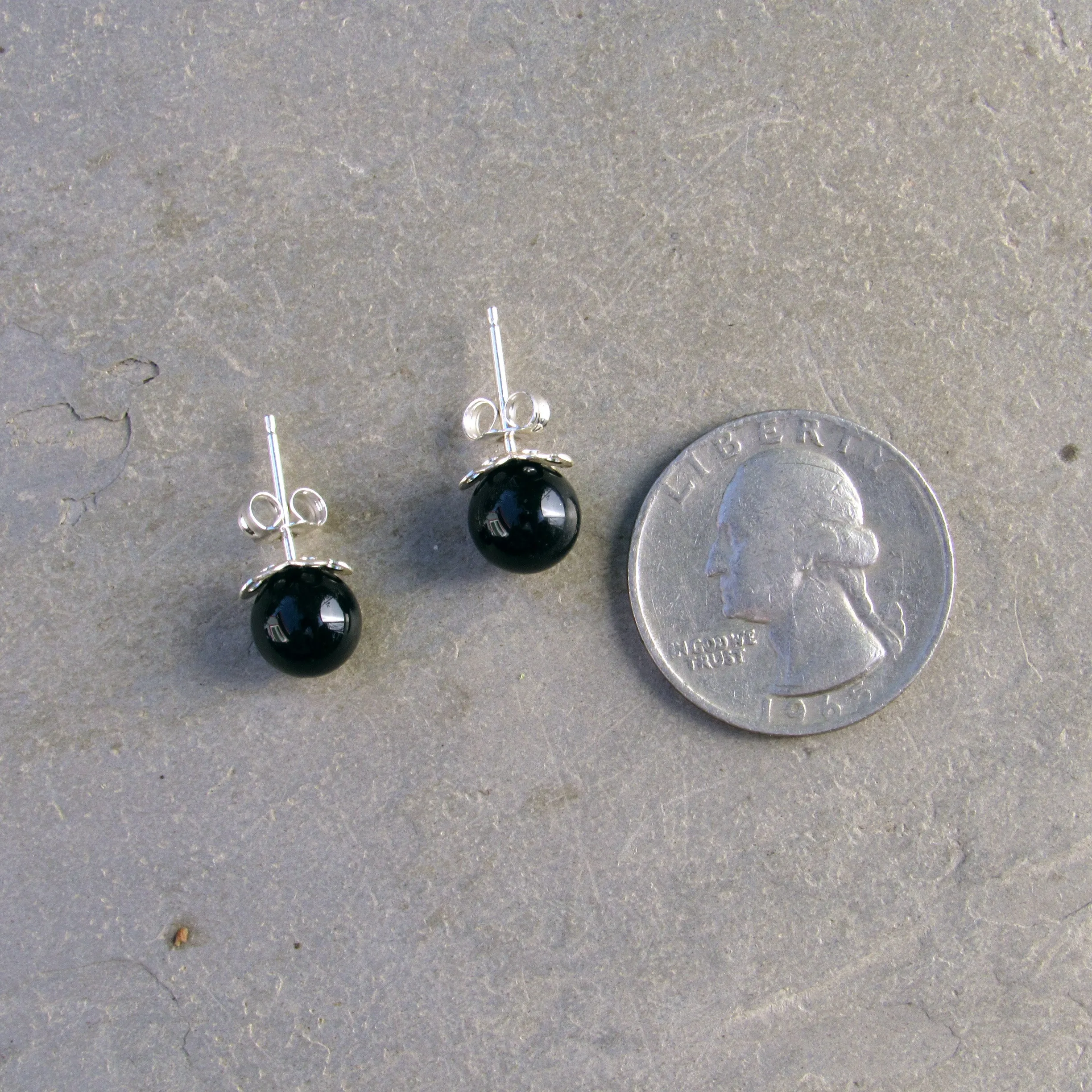 Gemstone and Sterling Silver Stud Earrings