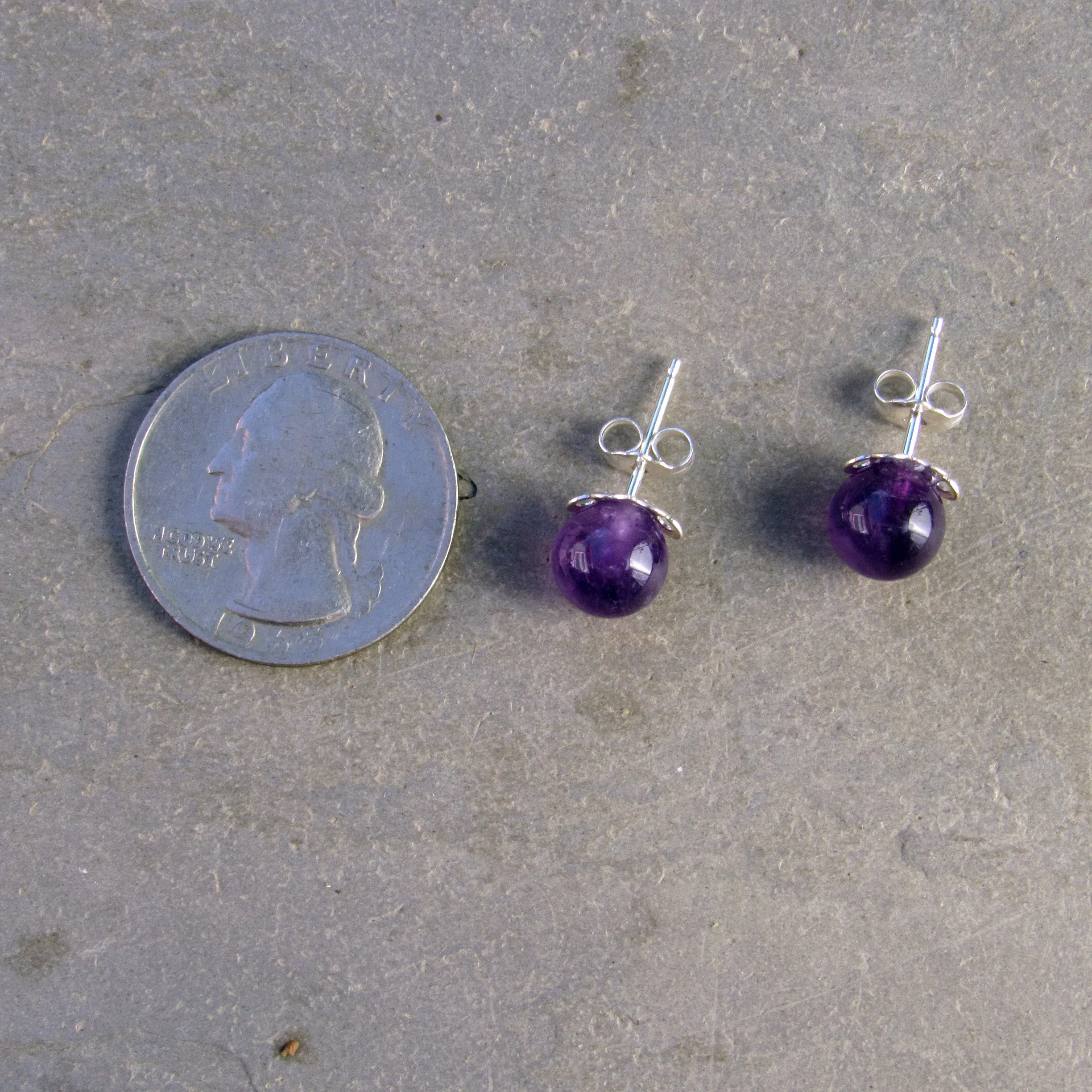 Gemstone and Sterling Silver Stud Earrings