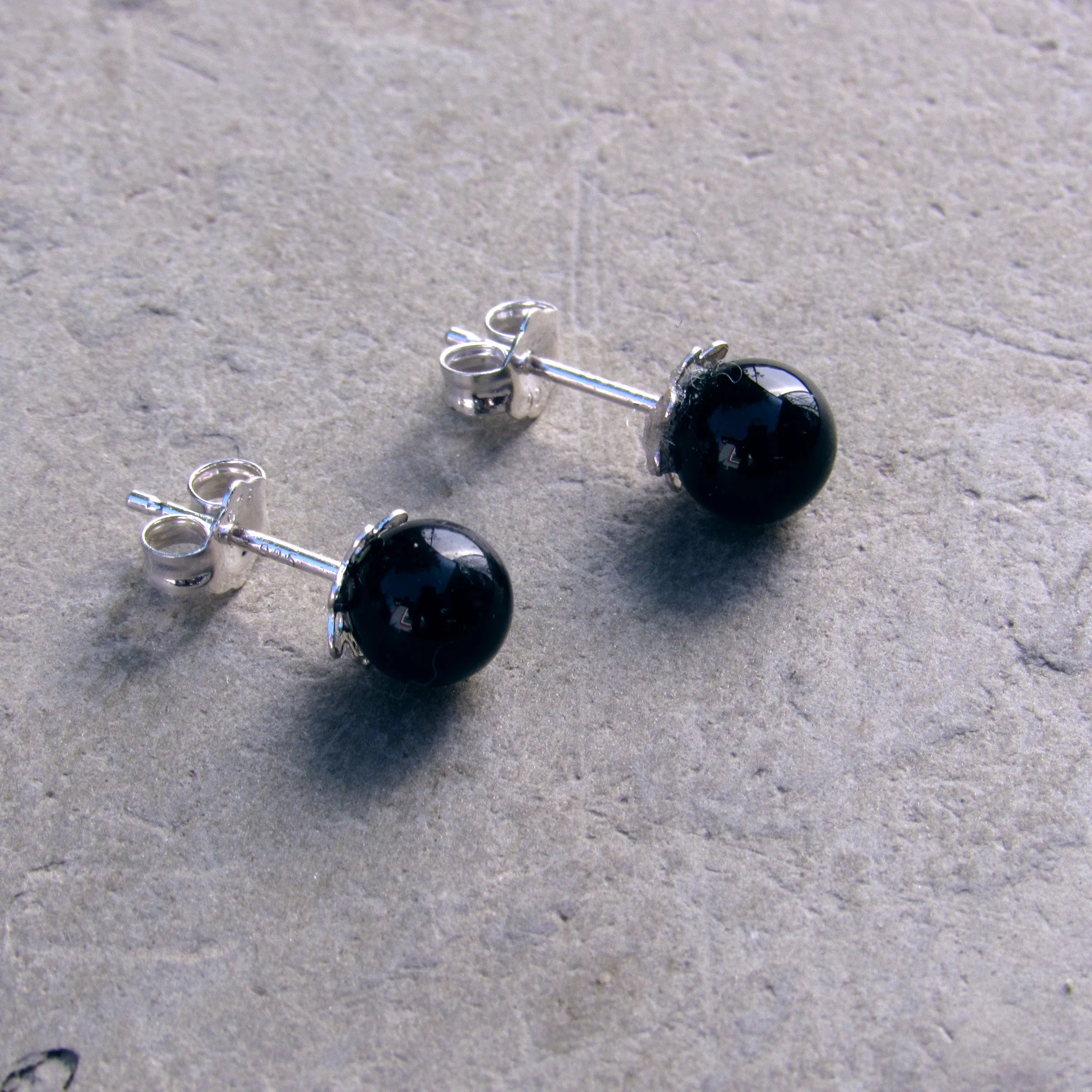 Gemstone and Sterling Silver Stud Earrings