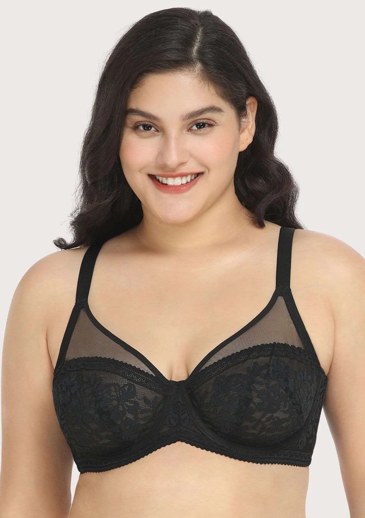 Gladioli Black Lace Unlined Underwire Bra Set