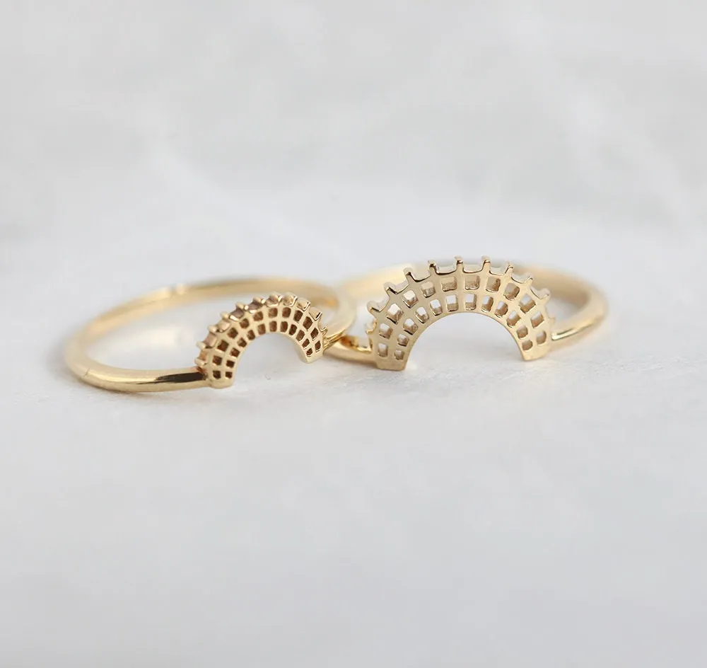 Gold Curved Lace Band, Gold Matching Band