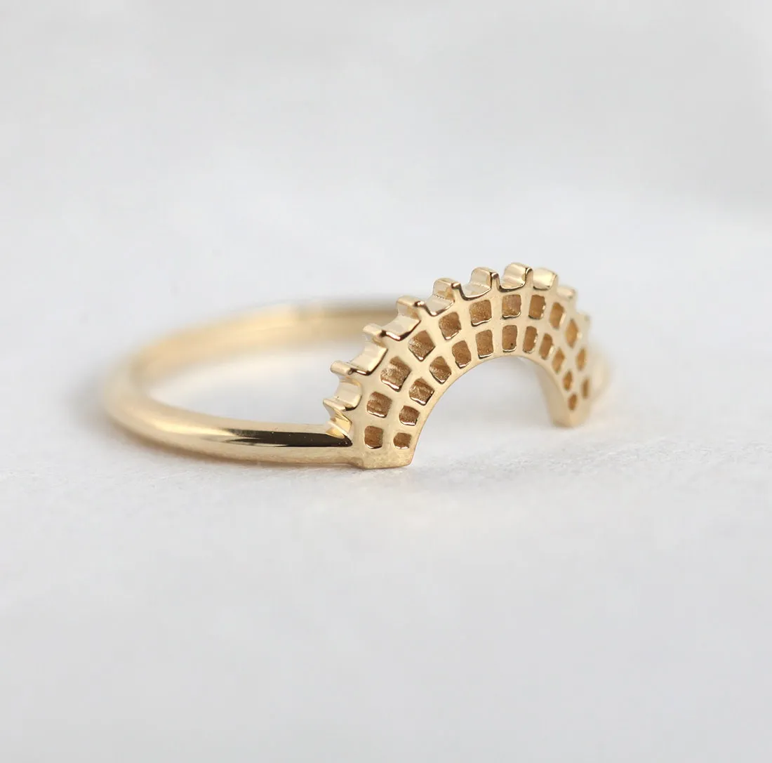 Gold Curved Lace Band, Gold Matching Band