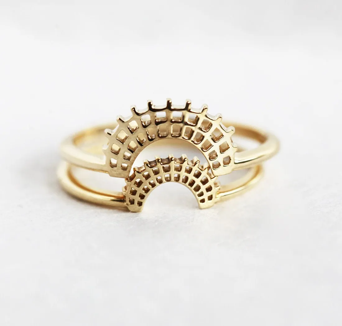 Gold Curved Lace Band, Gold Matching Band