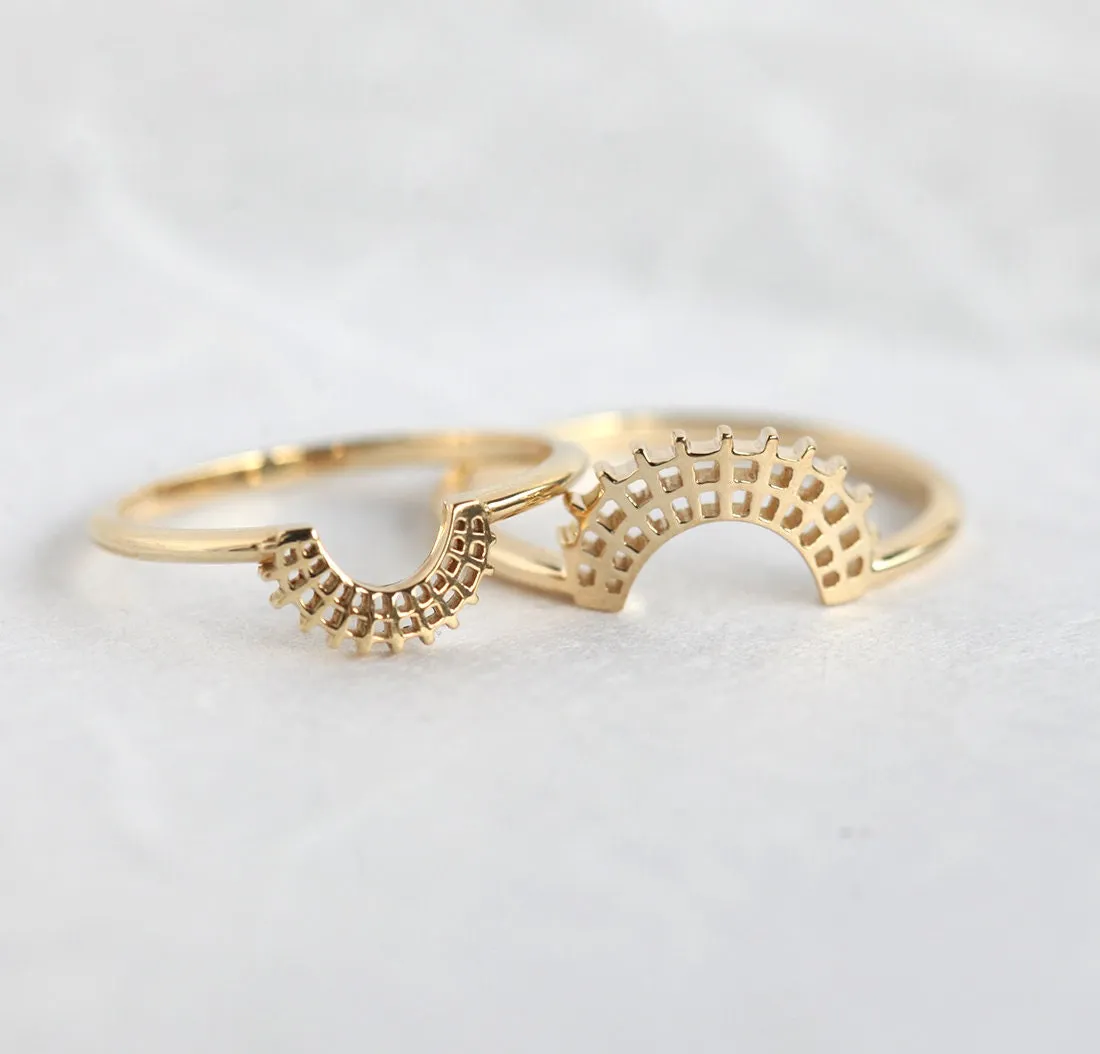 Gold Curved Lace Band, Gold Matching Band