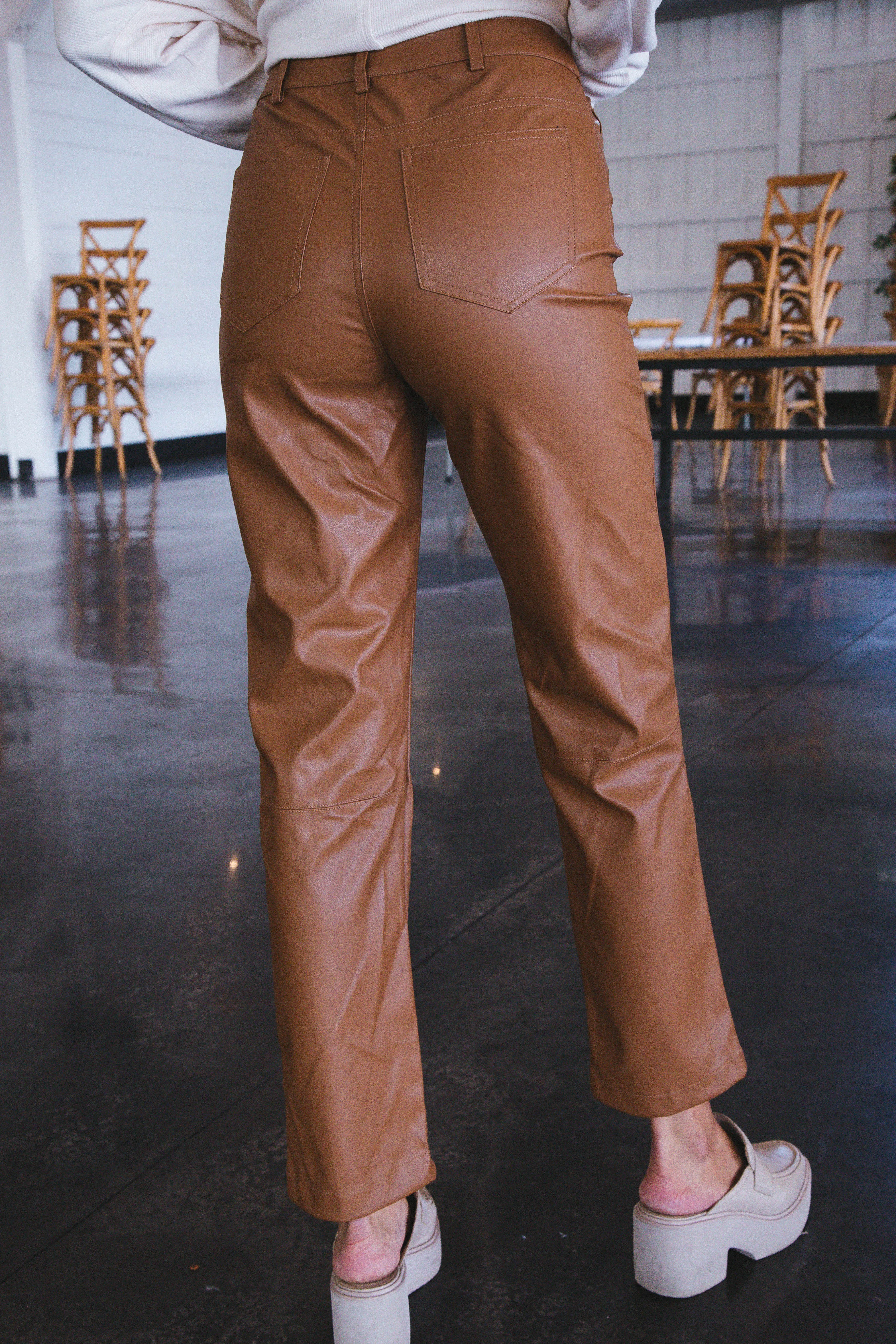 Gomez Faux Leather Pant, Camel | Buddy Love