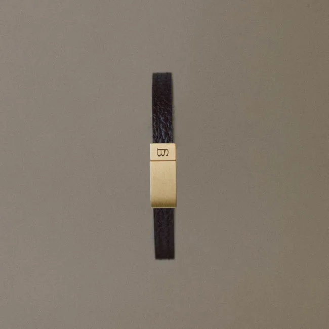 Grady Leather Bracelet 18K Gold/Black