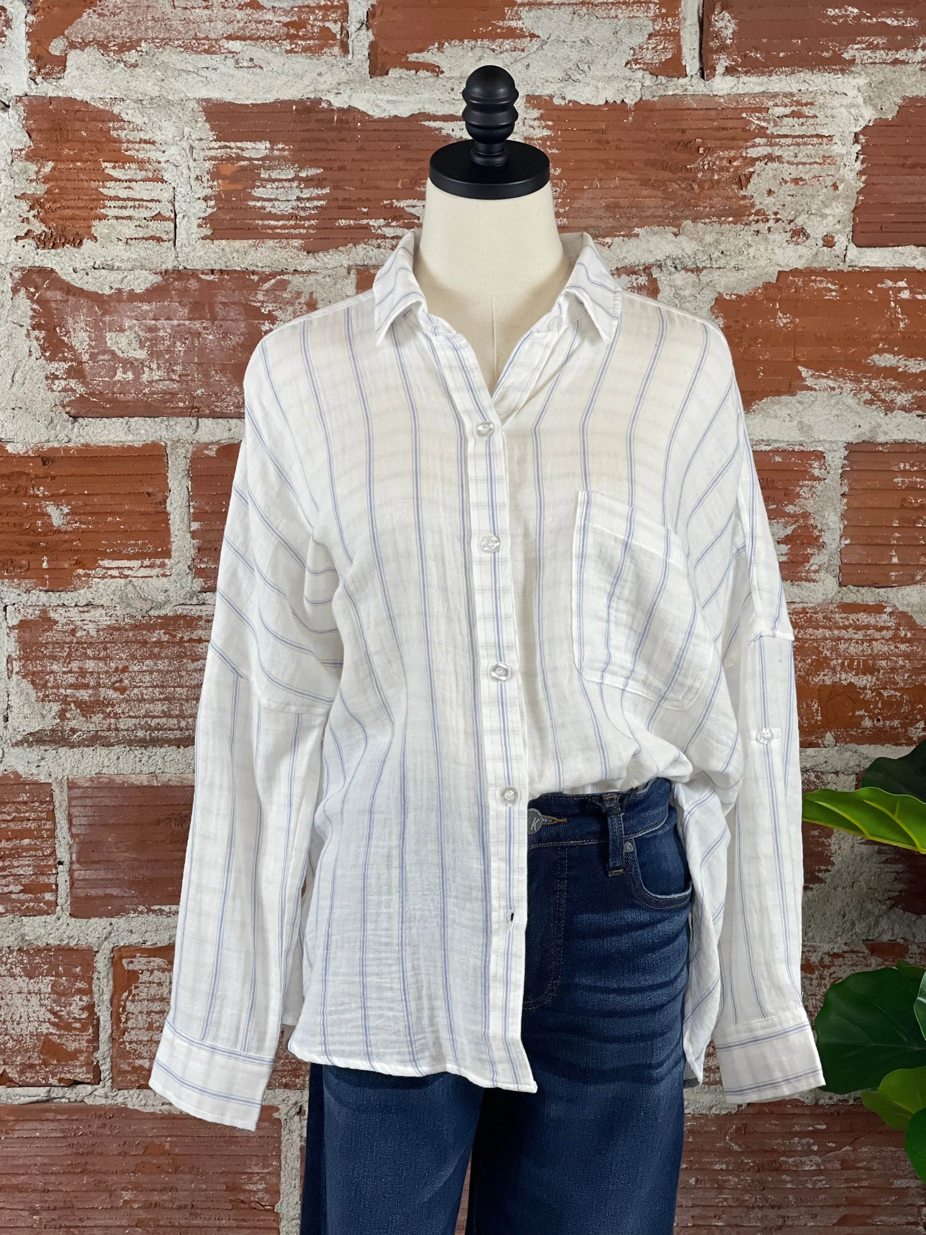 Josie Top in Ivory and Chambray